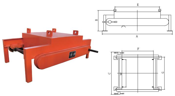 RCYP型永磁手動自卸式除鐵器示意圖一